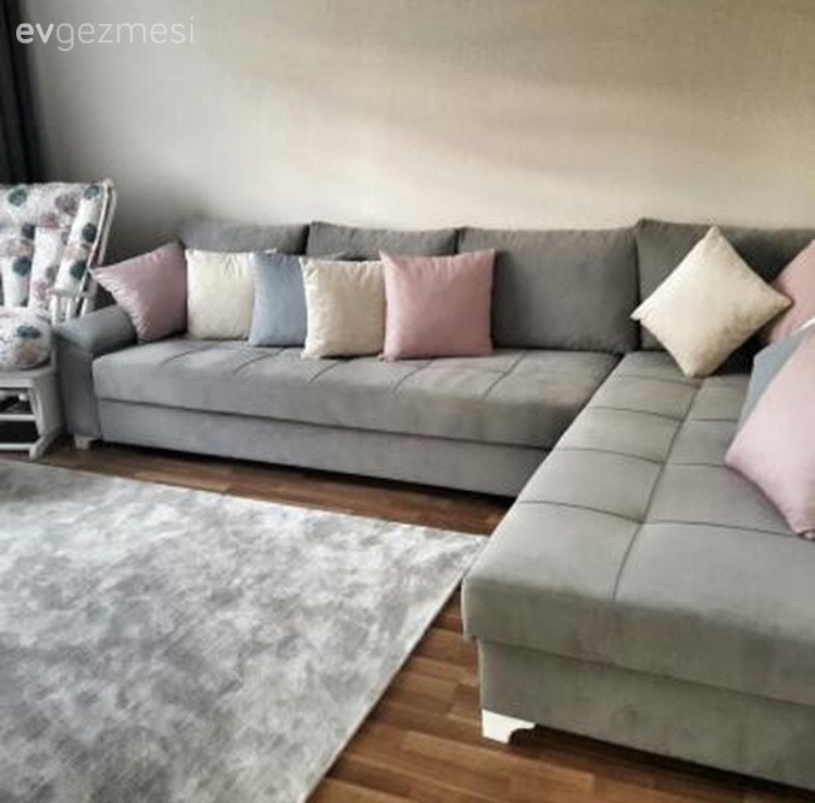 Berjer, Gri, Halı, Köşe koltuk, Oturma Odası, Pembe