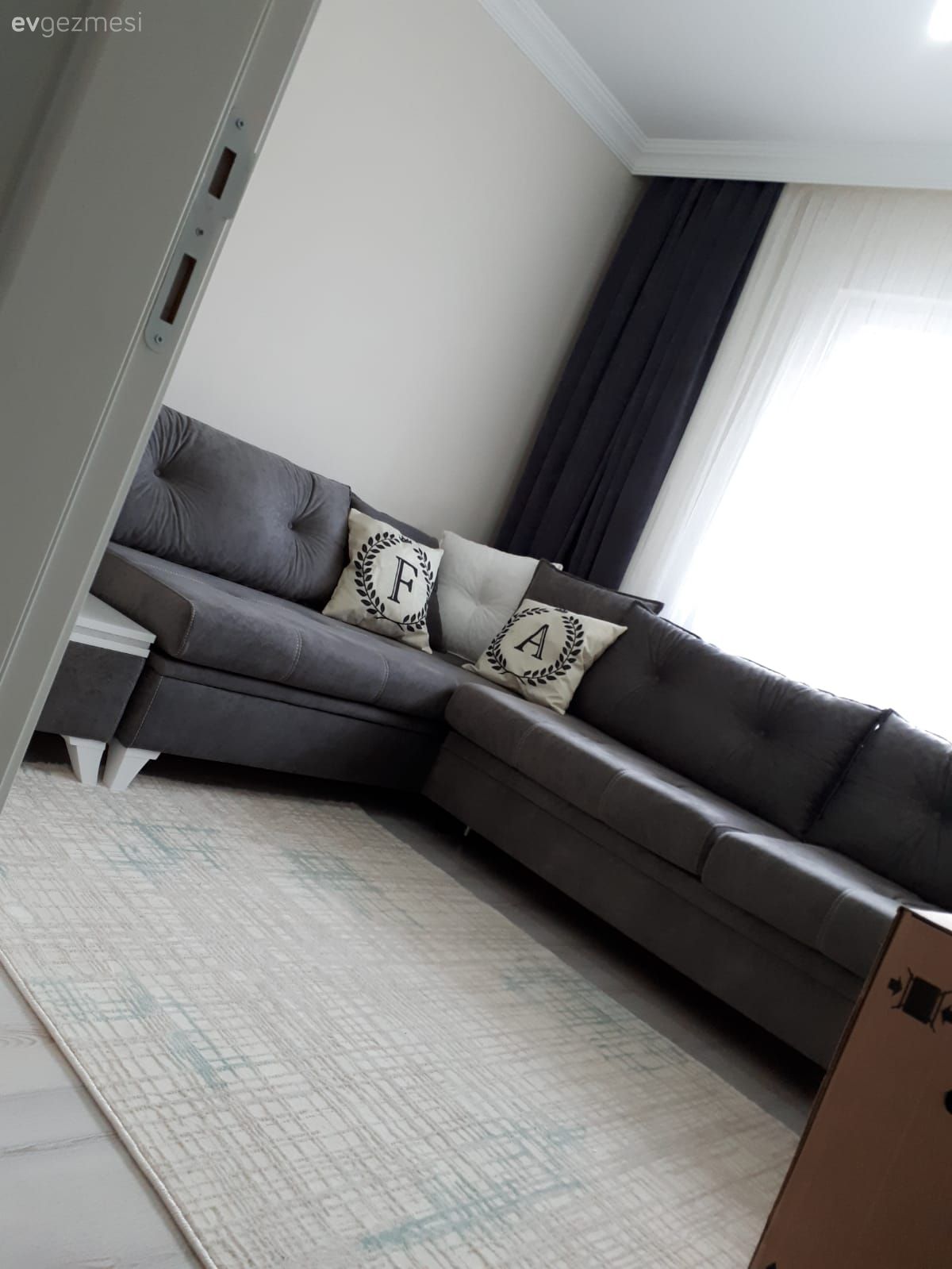 Oturma Odası, Gri, Köşe koltuk, Halı