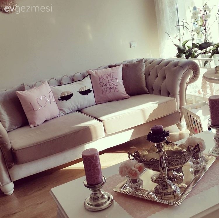 Dekoratif Objeler, Mum, Orta sehpa, Pembe, Salon, Şamdan, Kırlent