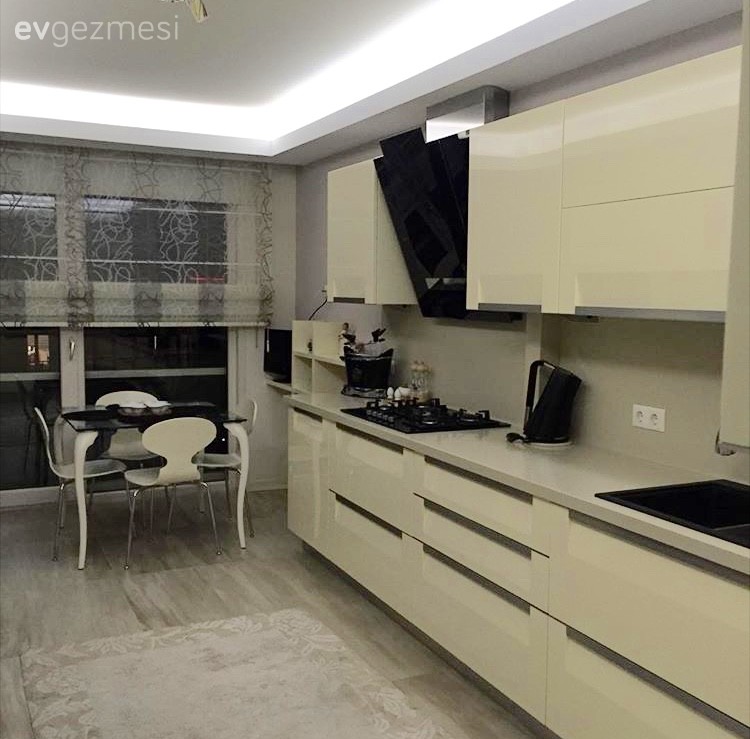 Modern mutfak, Mutfak, Mutfak masası, Perde