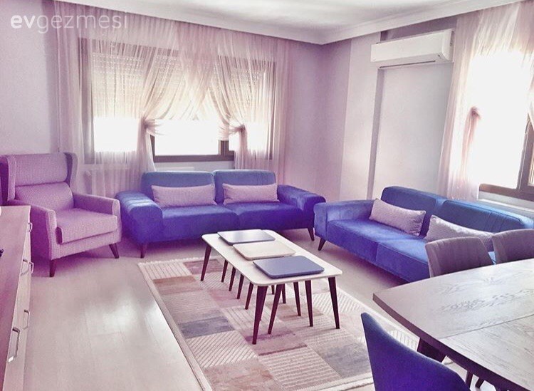 Halı, Mavi, Orta sehpa, Perde, Salon