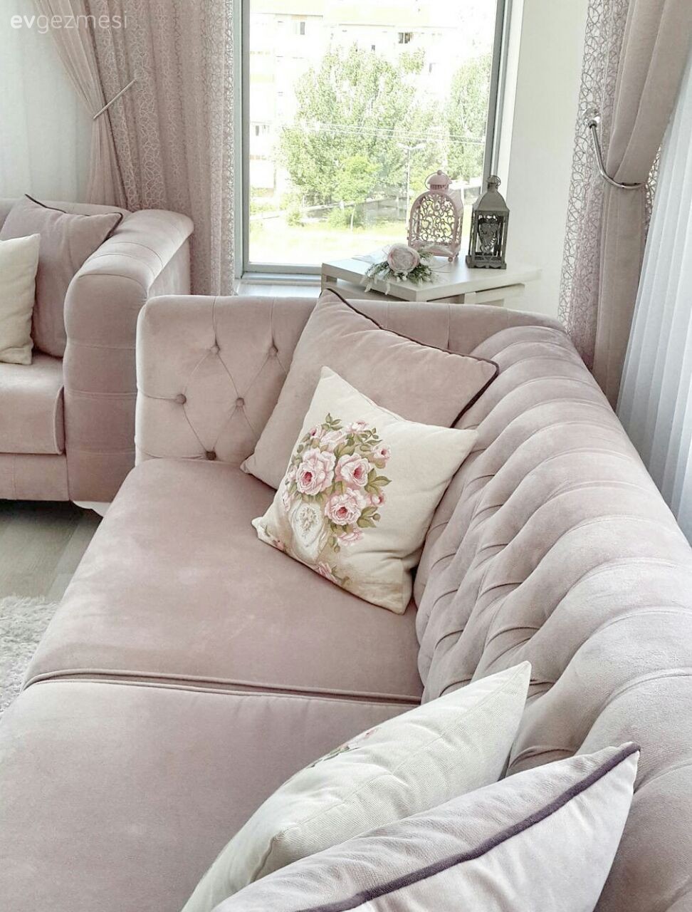 Pembe, Perde, Salon, Kırlent