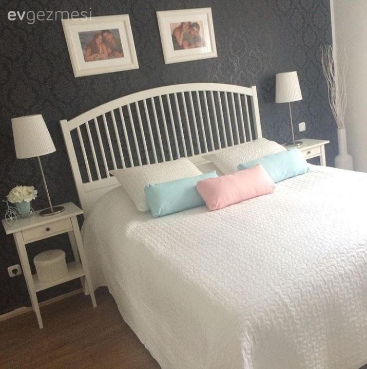 Beyaz, Duvar dekorasyonu, Duvar kağıdı, Siyah, Yatak Odası