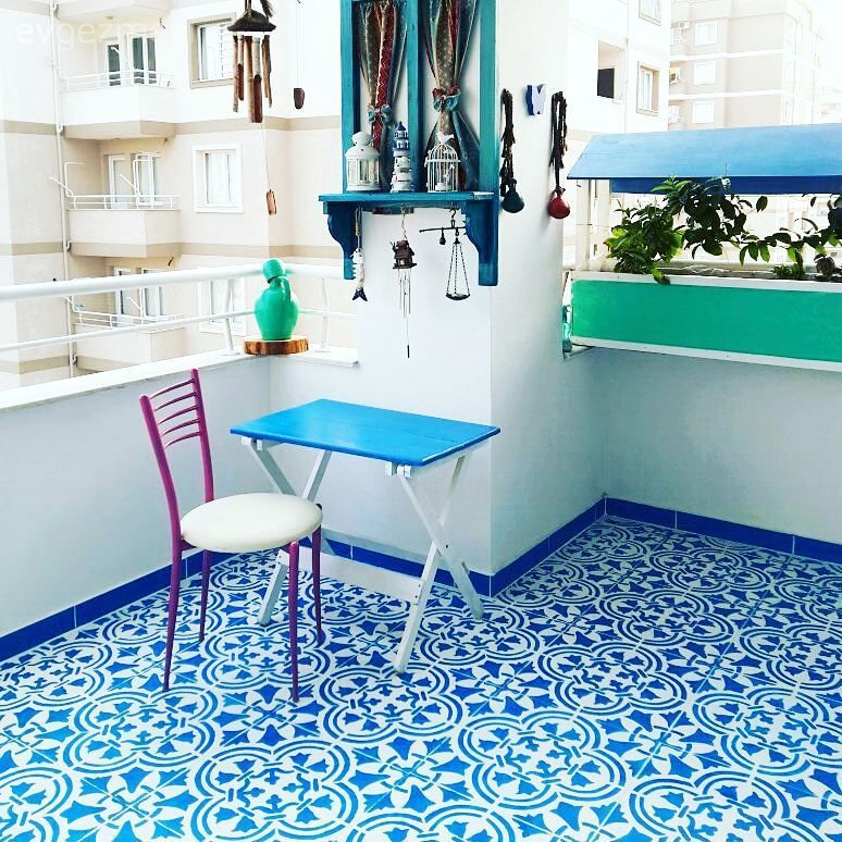 Balkon, Kendin Yap, Mavi, Mobilya boyama