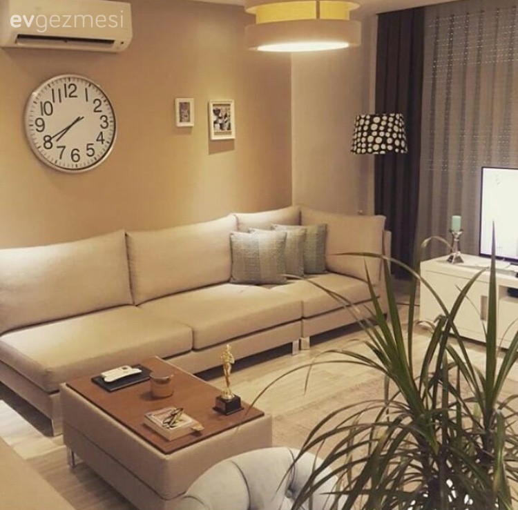 Köşe koltuk, Krem, Duvar saati, Salon