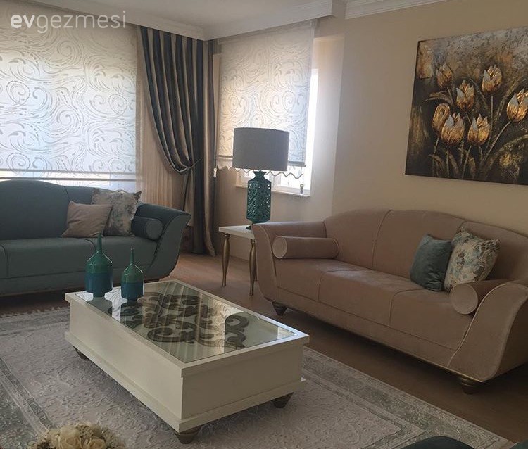 Abajur, Halı, Krem, Mavi, Orta sehpa, Salon, Aydınlatma