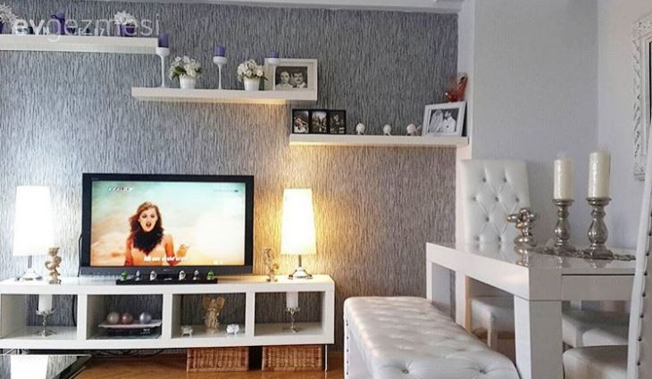 Duvar kağıdı, Duvar rafı, Salon, Tv ünitesi