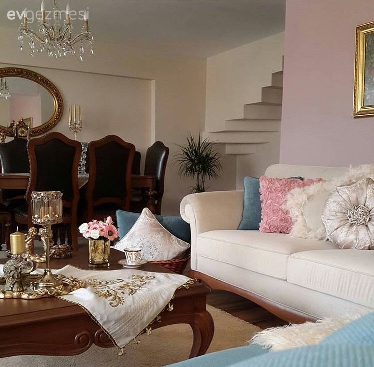 Beyaz, Mavi, Orta sehpa, Salon, Yemek Odası