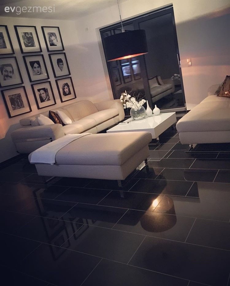 Duvar dekorasyonu, Salon, Siyah, Krem, Avize, Aydınlatma, Orta sehpa