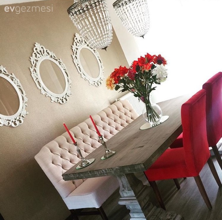 Duvar dekorasyonu, Kahverengi, Kırmızı, Krem, Salon, Yemek Odası