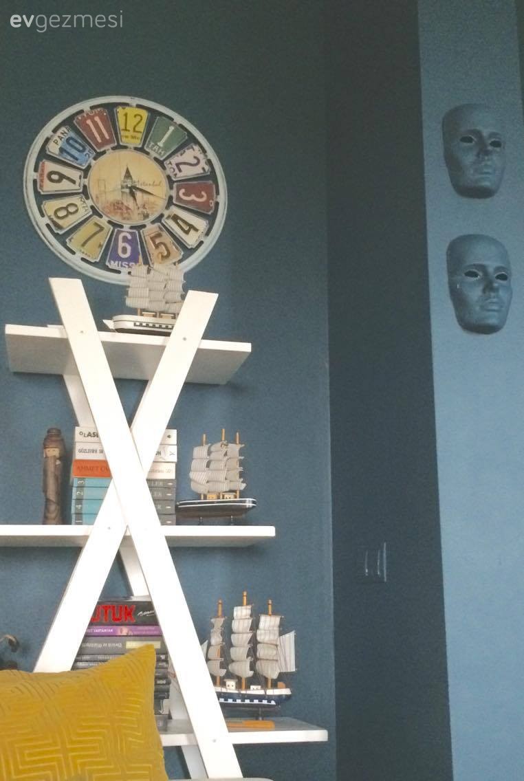 Kitaplık, Mavi, Duvar saati, Salon