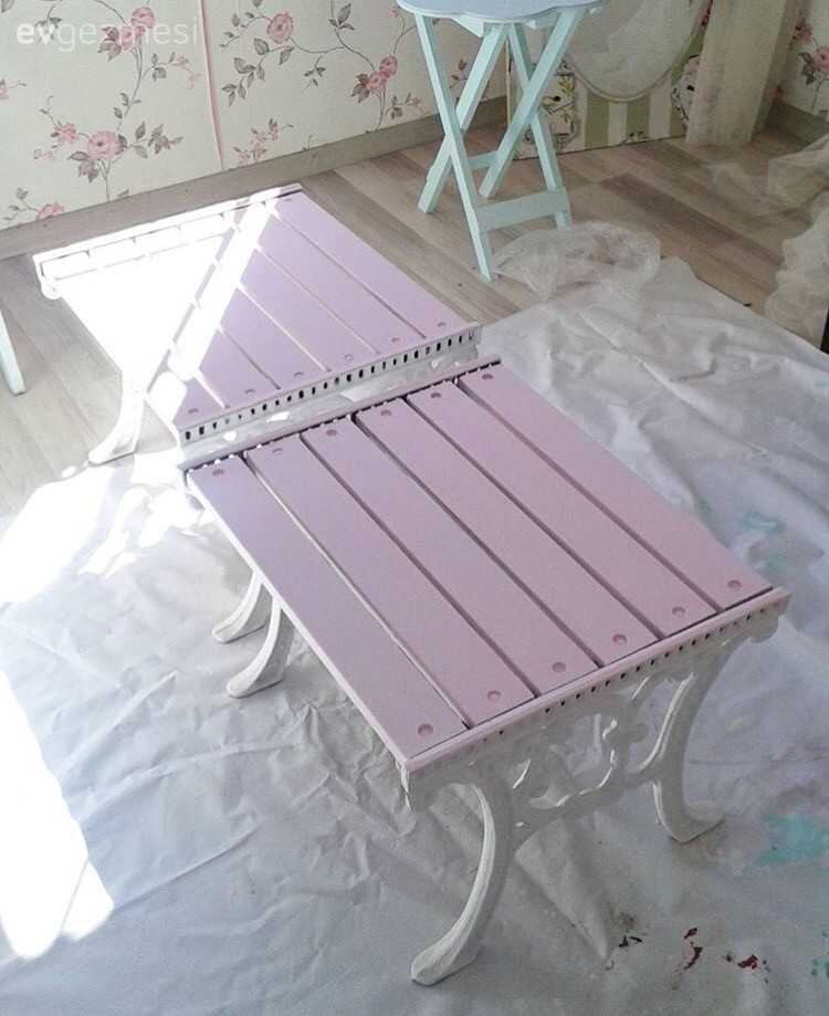 Kendin Yap, Mobilya boyama, Öncesi / Sonrası, Pembe