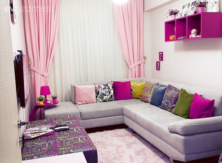 Gri, Halı, Köşe koltuk, Oturma Odası, Perde, Kırlent