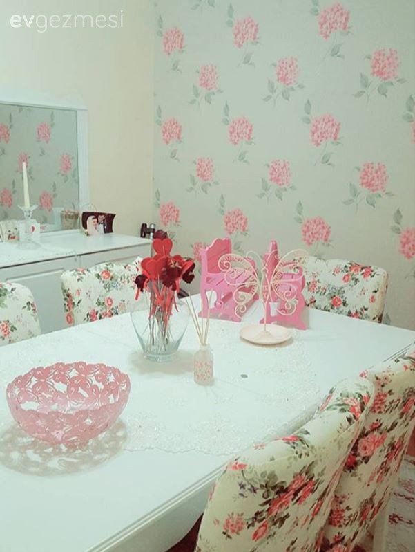 Duvar kağıdı, Pembe, Yemek Odası