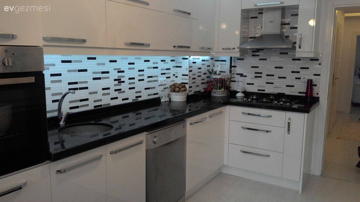 Beyaz mutfak, Modern mutfak, Mutfak, Siyah- Beyaz