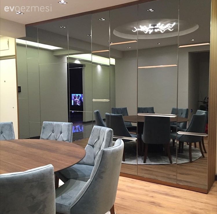 Ahşap Mobilya, Ayna, Mavi, Yemek Odası