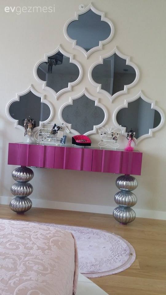 Ayna, Dresuar, Pembe, Yatak Odası