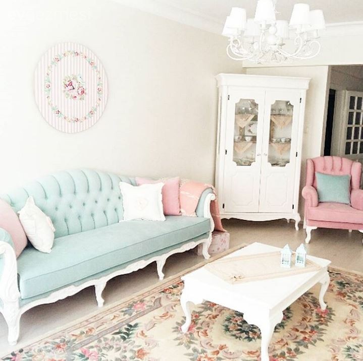 Halı, Mavi, Pembe, Salon, Sehpa