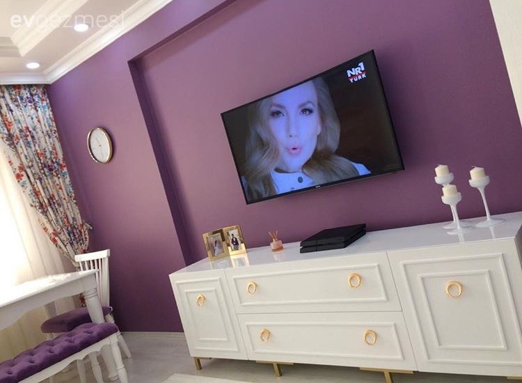 Altın, Mor, Salon, Tv ünitesi