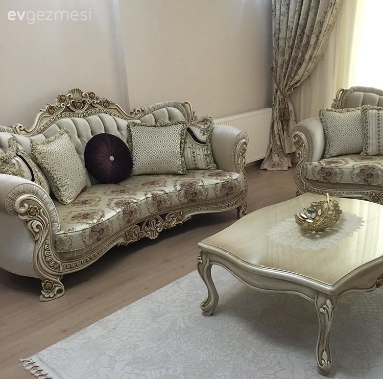 Fon perde, Halı, Krem, Orta sehpa, Salon, Perde