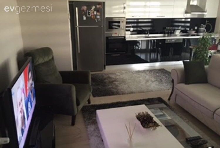 Amerikan Mutfak, Modern mutfak, Mutfak, Siyah- Beyaz, Tezgah arası cam