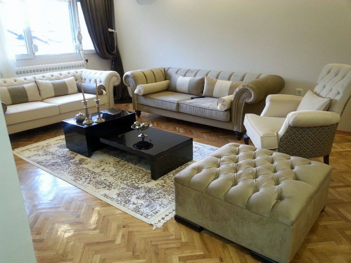 Chesterfield, Halı, Krem, Orta sehpa, Puf, Salon