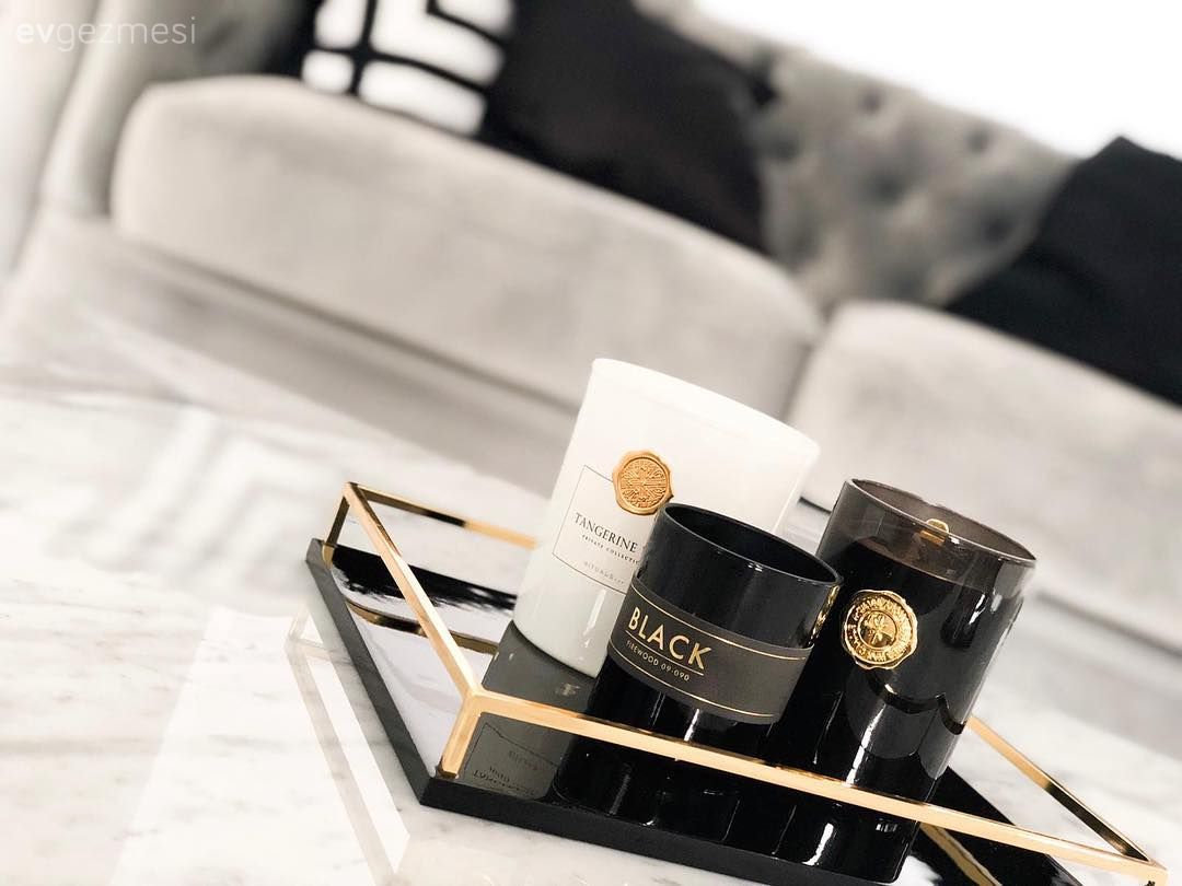 Salon, Gri, Mermer sehpa, Mermer, Sehpa üstü aksesuarı