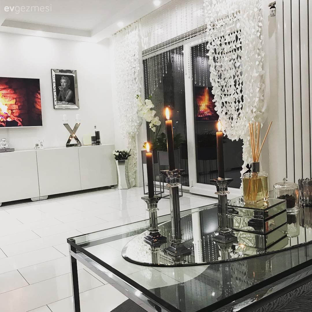 Salon, Ayna, Perde, Dekoratif Objeler, Sehpa üstü aksesuarı, Aynalı tepsi