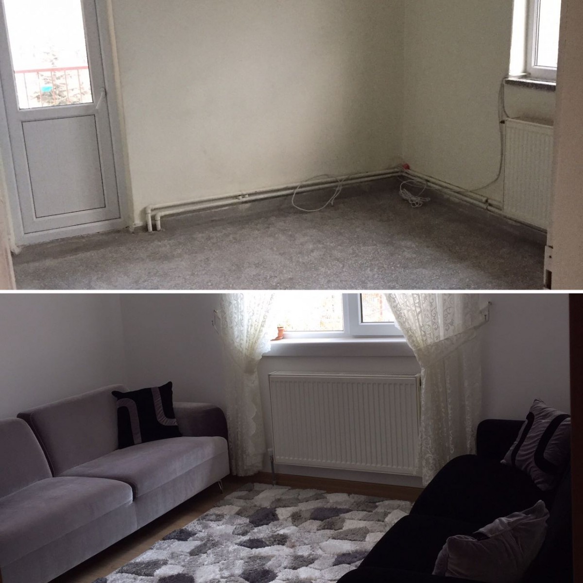 Komple bir tadilattan öncesi/sonrası kareler. Nurullah beyin evi..