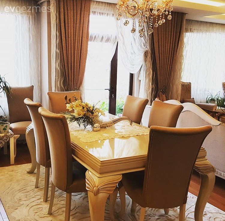 Avangart, Fon perde, Halı, Krem, Yemek Odası, Perde