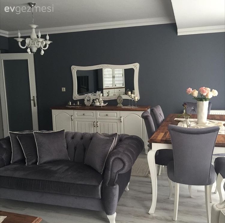 Gri, Salon, Yemek Odası