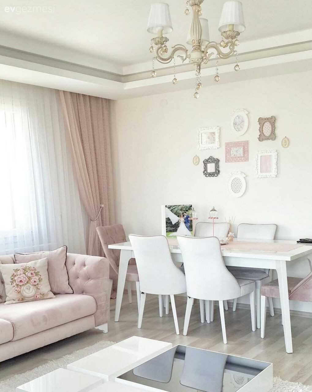 Avize, Duvar dekorasyonu, Pembe, Perde, Salon, Yemek Odası, Aydınlatma