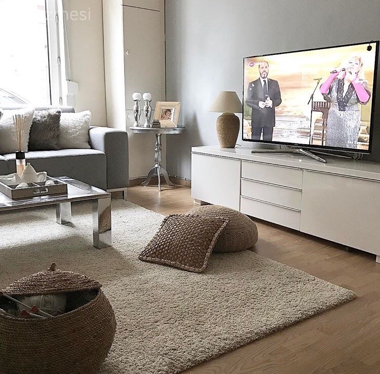 Gri, Halı, Mavi, Puf, Salon, Tv ünitesi