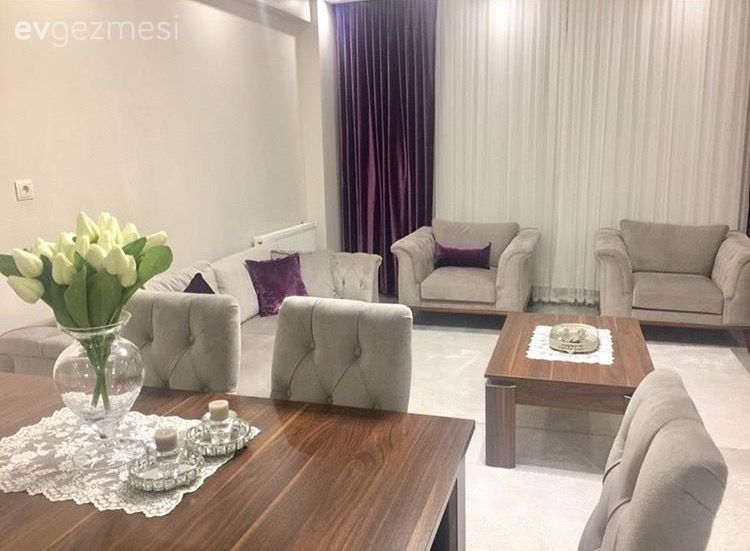 Altın ve mor detaylar ile göz alıcı. Hasret hanımın evinden..