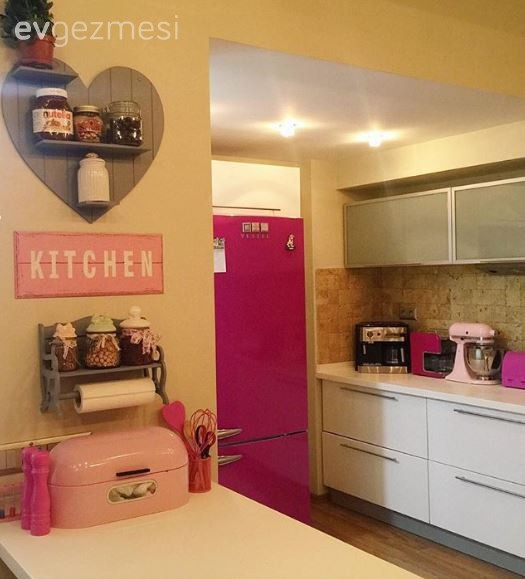 Mutfak, Mutfak aksesuarları, Pembe, Renkli ev aleti, Renkli buzdolabı