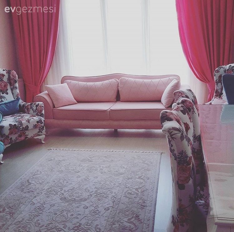 Fon perde, Halı, Pembe, Salon, Perde