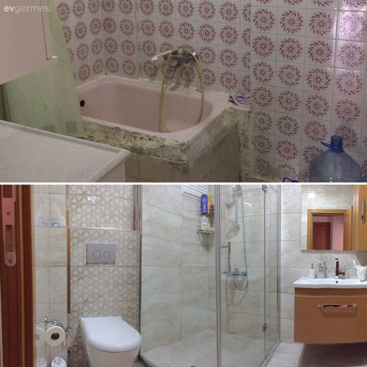 Komple bir tadilattan öncesi/sonrası kareler. Nurullah beyin evi..