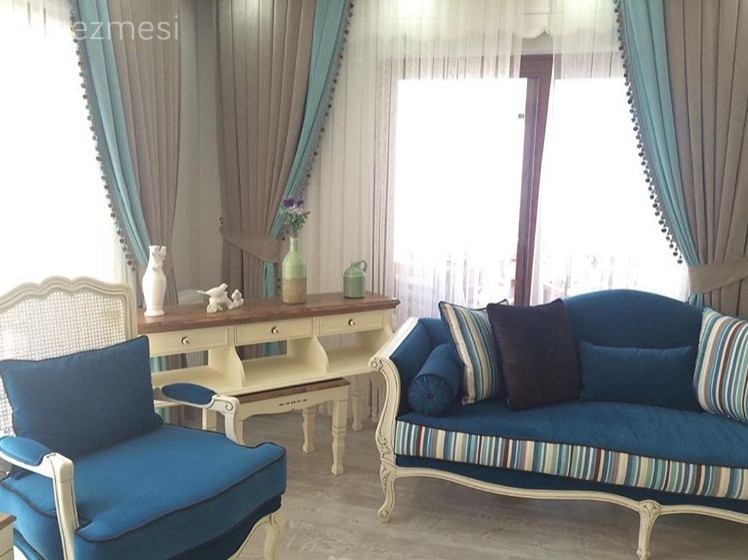 Ahşap Mobilya, Lacivert, Perde, Salon