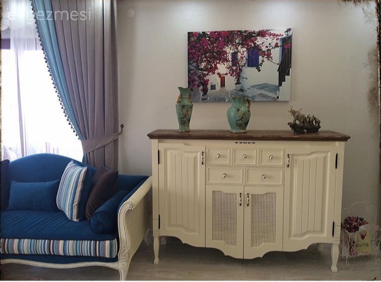 Asma tavan, Duvar dekorasyonu, Konsol, Lacivert, Salon