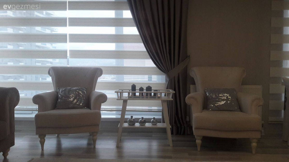 Berjer, Fon perde, Kahverengi, Krem, Salon, Perde