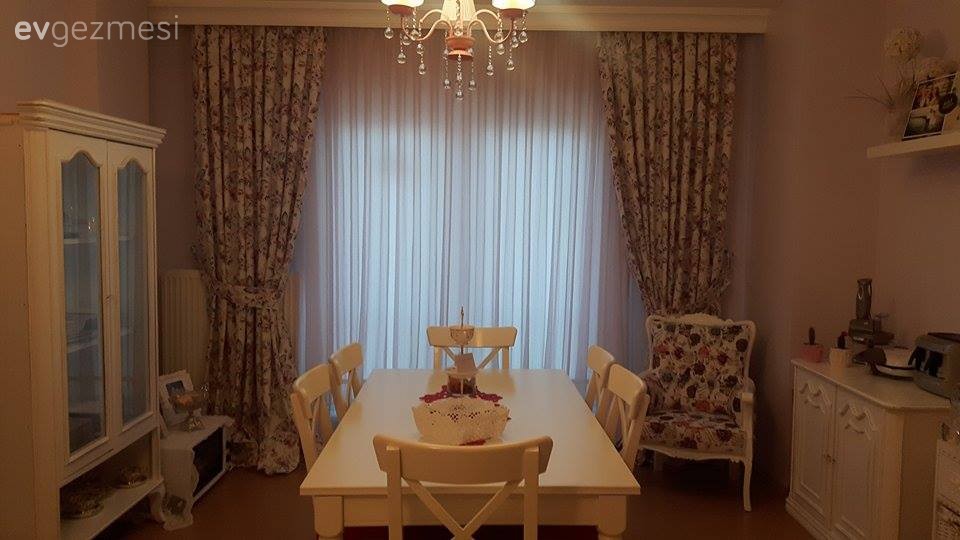 Avize, Çiçekli desen, Fon perde, Salon, Yemek Odası, Perde, Aydınlatma