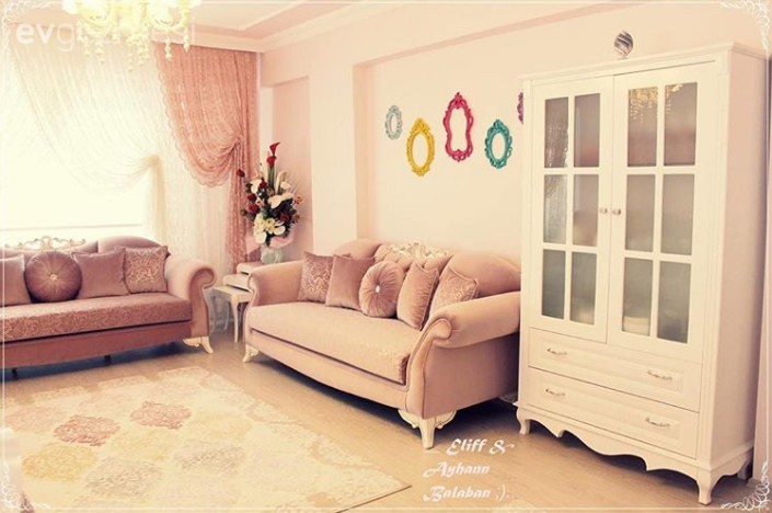 Duvar dekorasyonu, Pembe, Salon