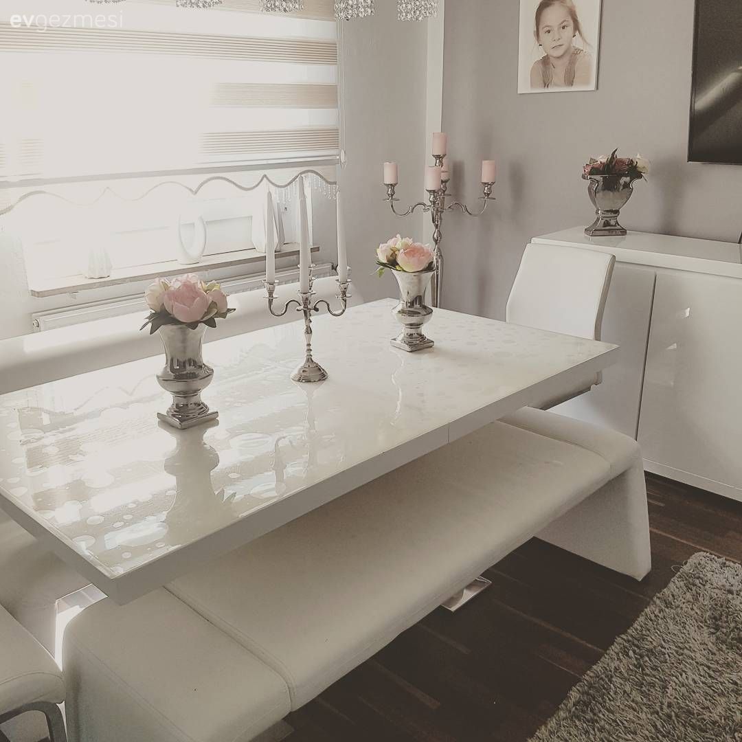 Beyaz, Çiçekler, Gümüş, Pembe, Salon, Yemek Odası