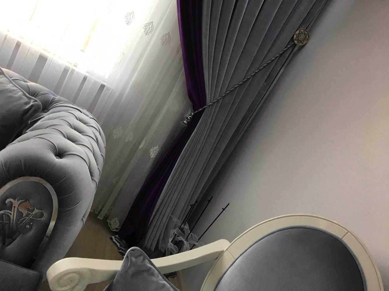 Fon perde, Gri, Mor, Perde, Salon