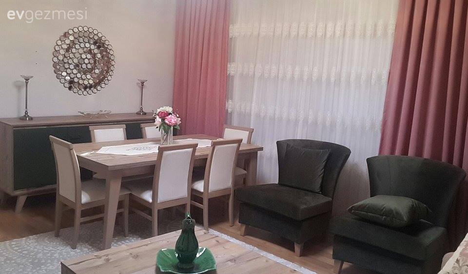 Perde, Salon, Yemek Odası, Yeşil