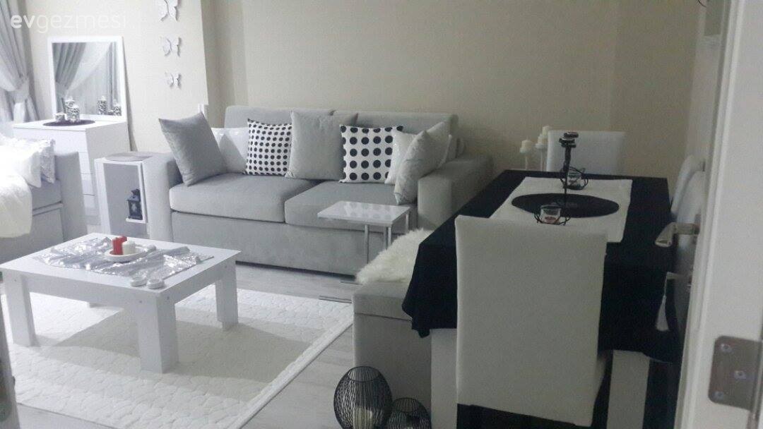 Beyaz, Gri, Halı, Salon, Kırlent