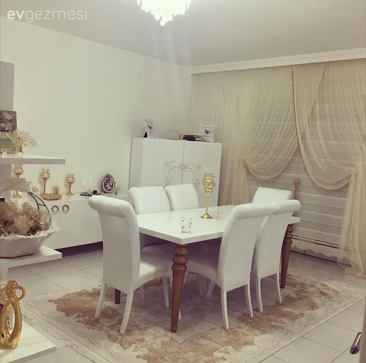 Altın, Beyaz, Halı, Konsol, Yemek Odası