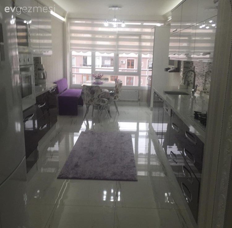 Halı, Modern mutfak, Mor mutfak, Mutfak, Mutfak masası