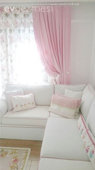 Beyaz, Köşe koltuk, Oturma Odası, Pembe, Kırlent