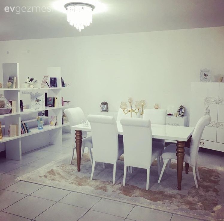 Altın, Beyaz, Halı, Kitaplık, Yemek Odası